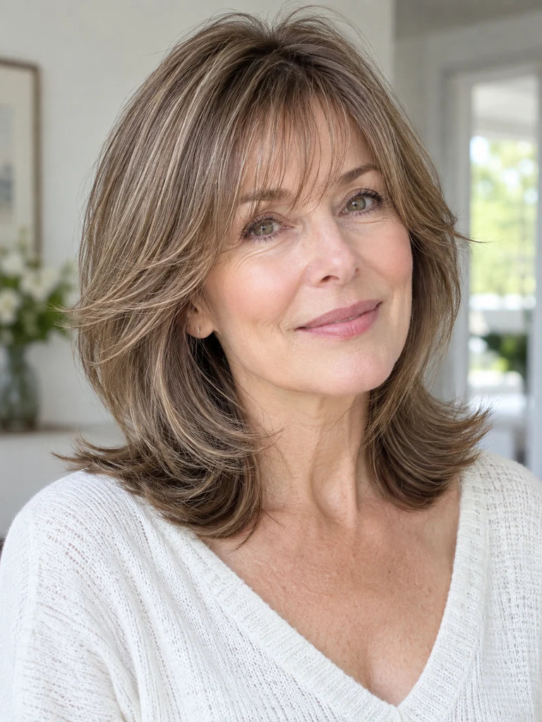45 Flattering Butterfly Haircut With Bangs for Women Over 50 - image 11