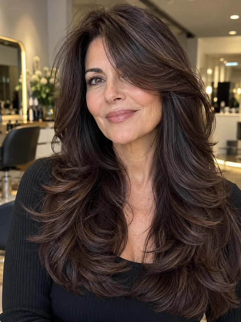 45 Flattering Butterfly Haircut With Bangs for Women Over 50 - image 12