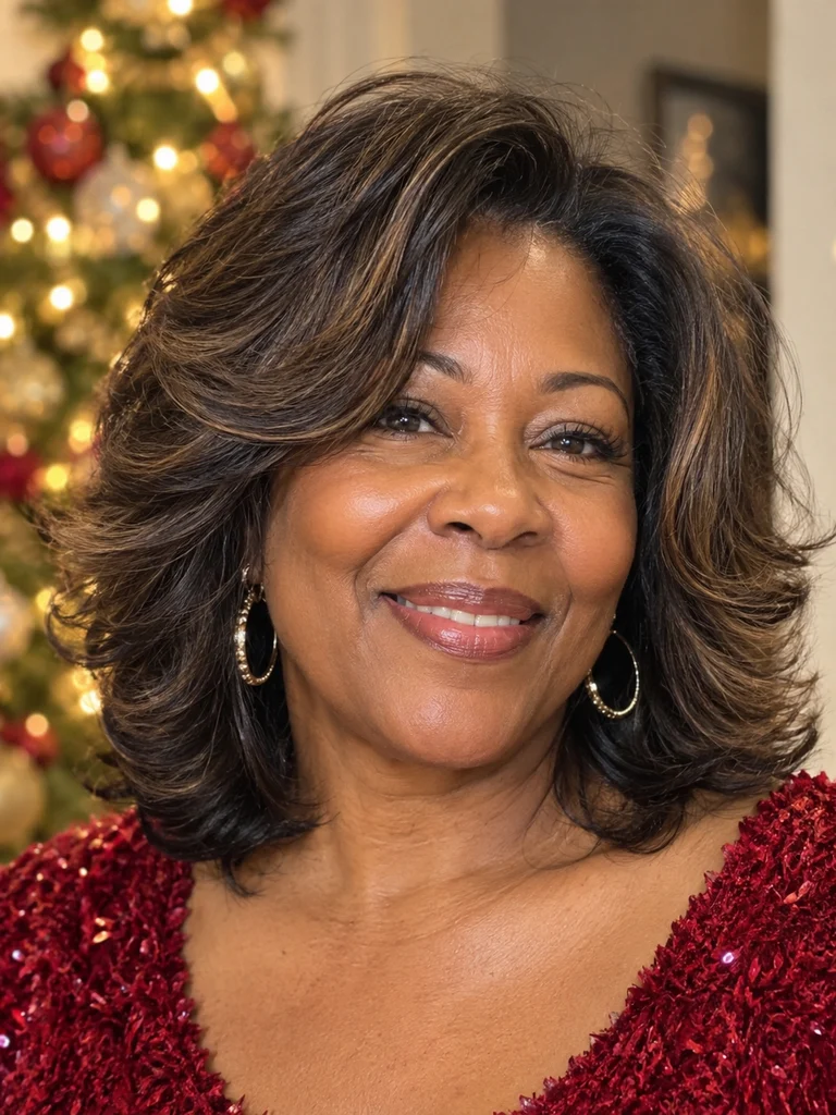 45 Christmas Medium Hairstyles for Women Over 50 - image 13