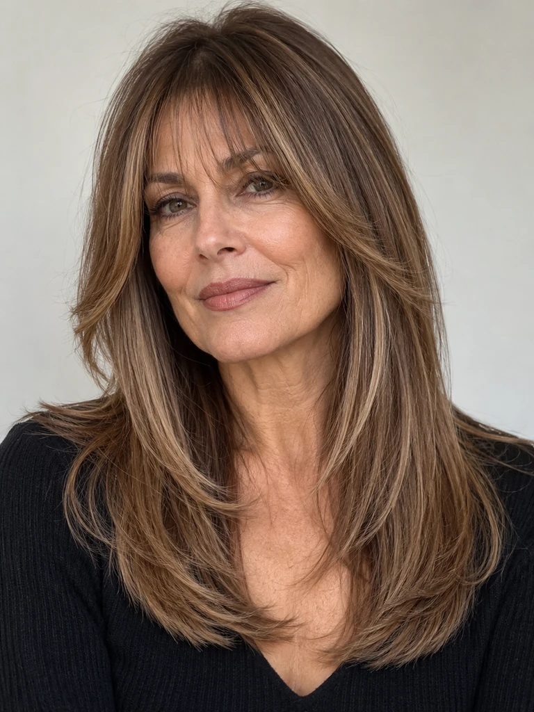 45 Flattering Butterfly Haircut With Bangs for Women Over 50 - image 16