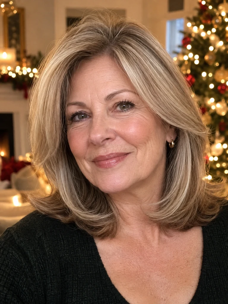45 Christmas Medium Hairstyles for Women Over 50 - image 16