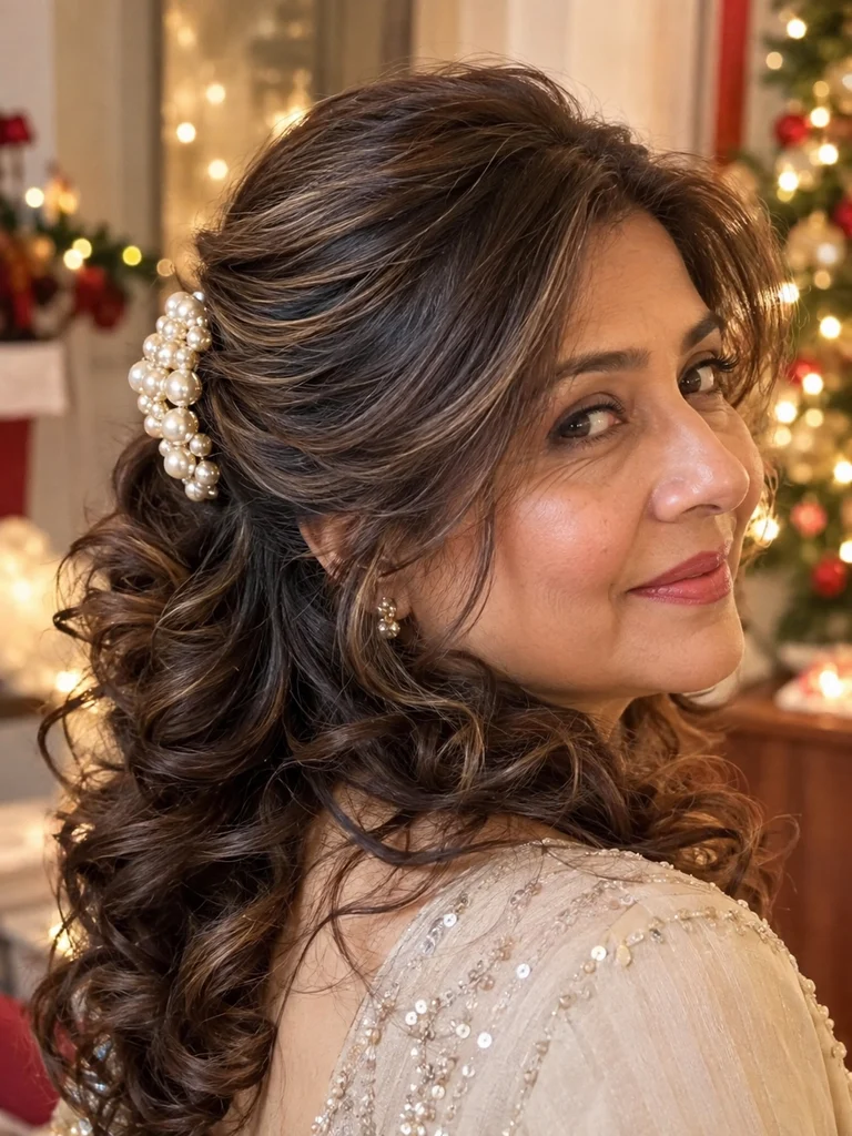 45 Christmas Medium Hairstyles for Women Over 50 - image 17