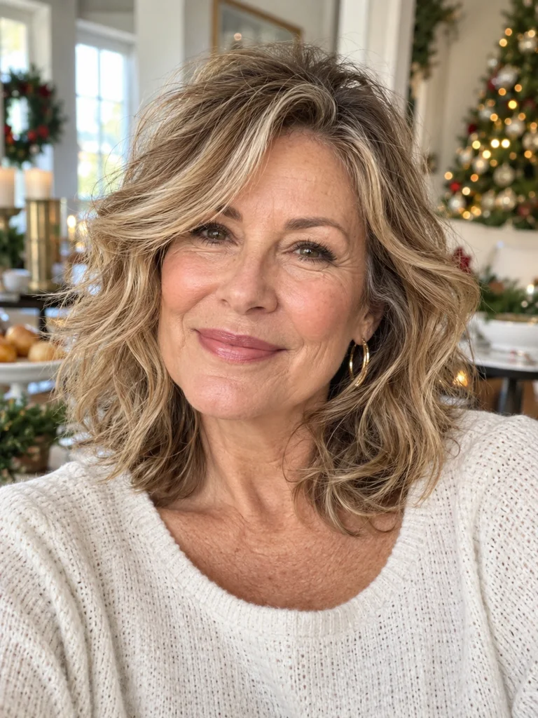 45 Christmas Medium Hairstyles for Women Over 50 - image 19