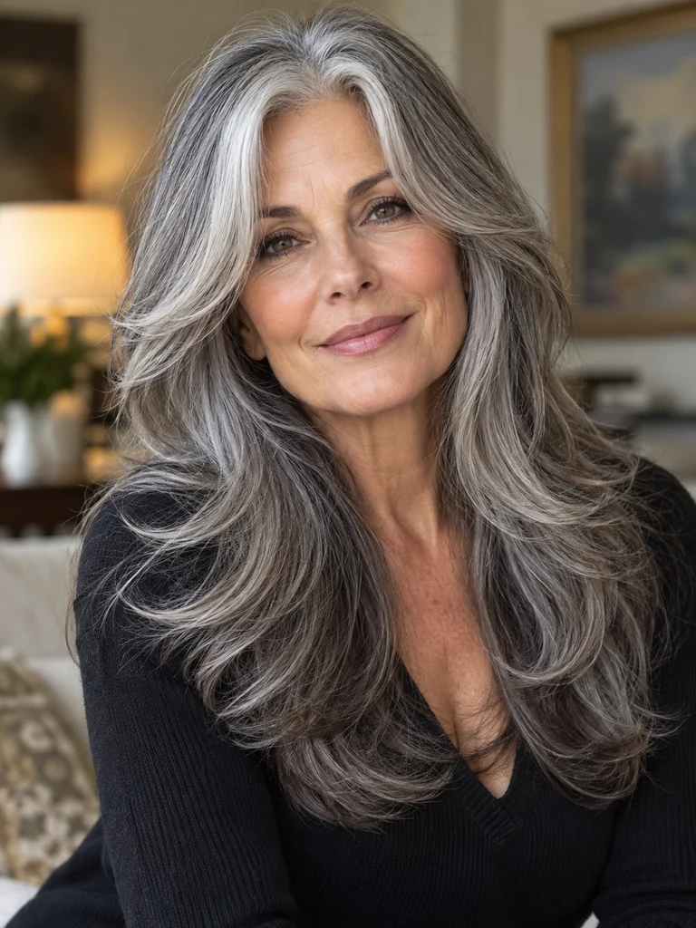45 Flattering Butterfly Haircut With Bangs for Women Over 50 - image 21