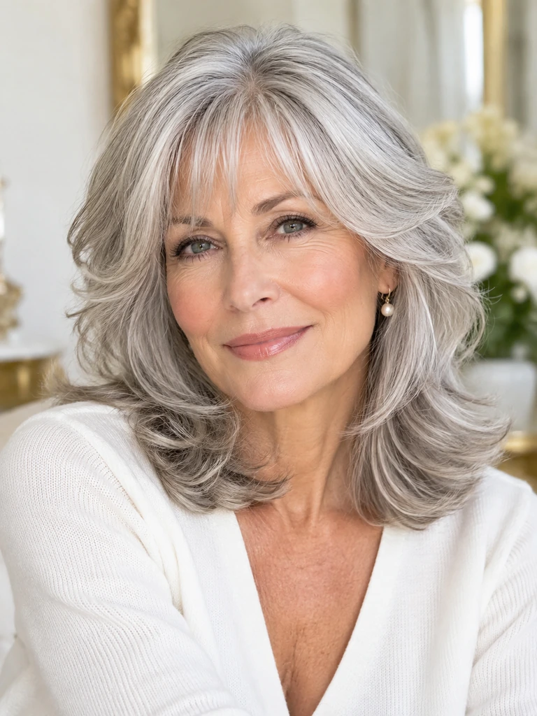 45 Flattering Butterfly Haircut With Bangs for Women Over 50 - image 22