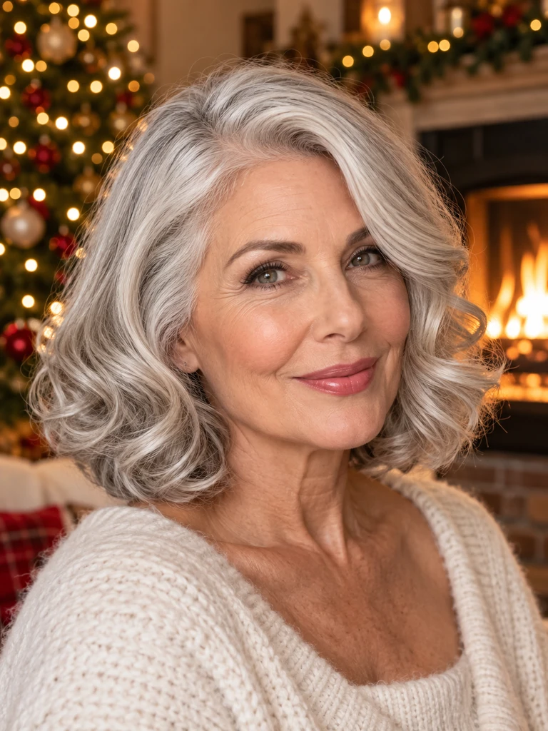 45 Christmas Medium Hairstyles for Women Over 50 - image 22