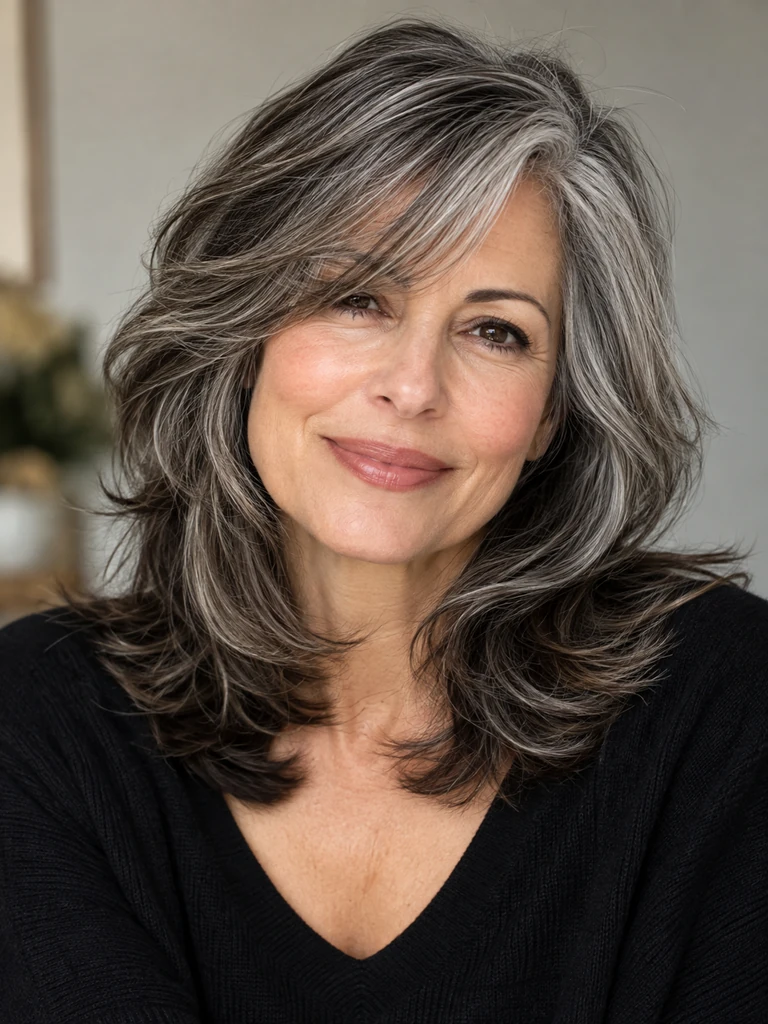 45 Flattering Butterfly Haircut With Bangs for Women Over 50 - image 23