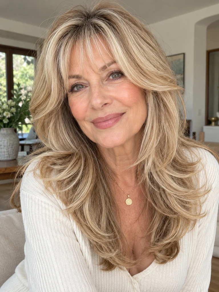 45 Flattering Butterfly Haircut With Bangs for Women Over 50 - image 26
