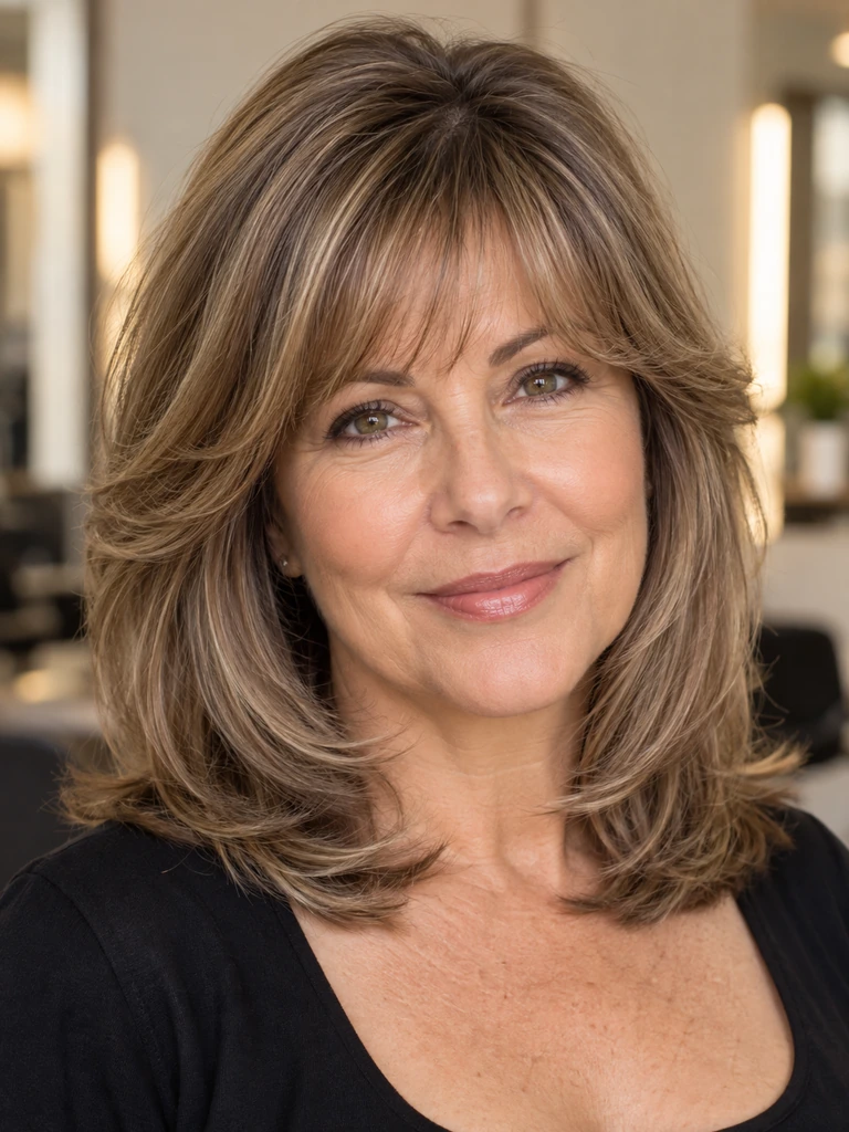 45 Flattering Butterfly Haircut With Bangs for Women Over 50 - image 28