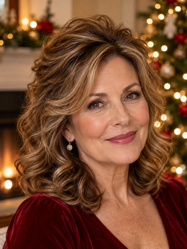 45 Christmas Medium Hairstyles for Women Over 50 - image 28