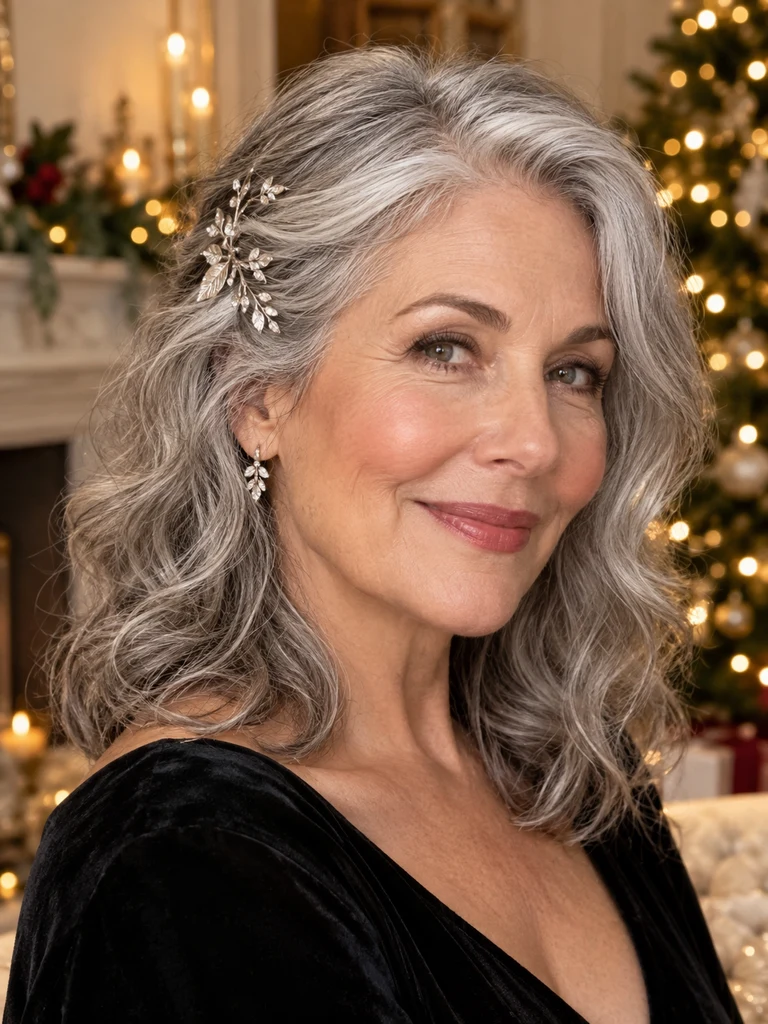 45 Christmas Medium Hairstyles for Women Over 50 - image 30