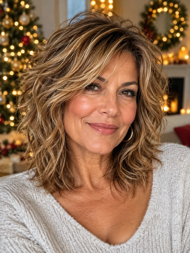 45 Christmas Medium Hairstyles for Women Over 50 - image 33