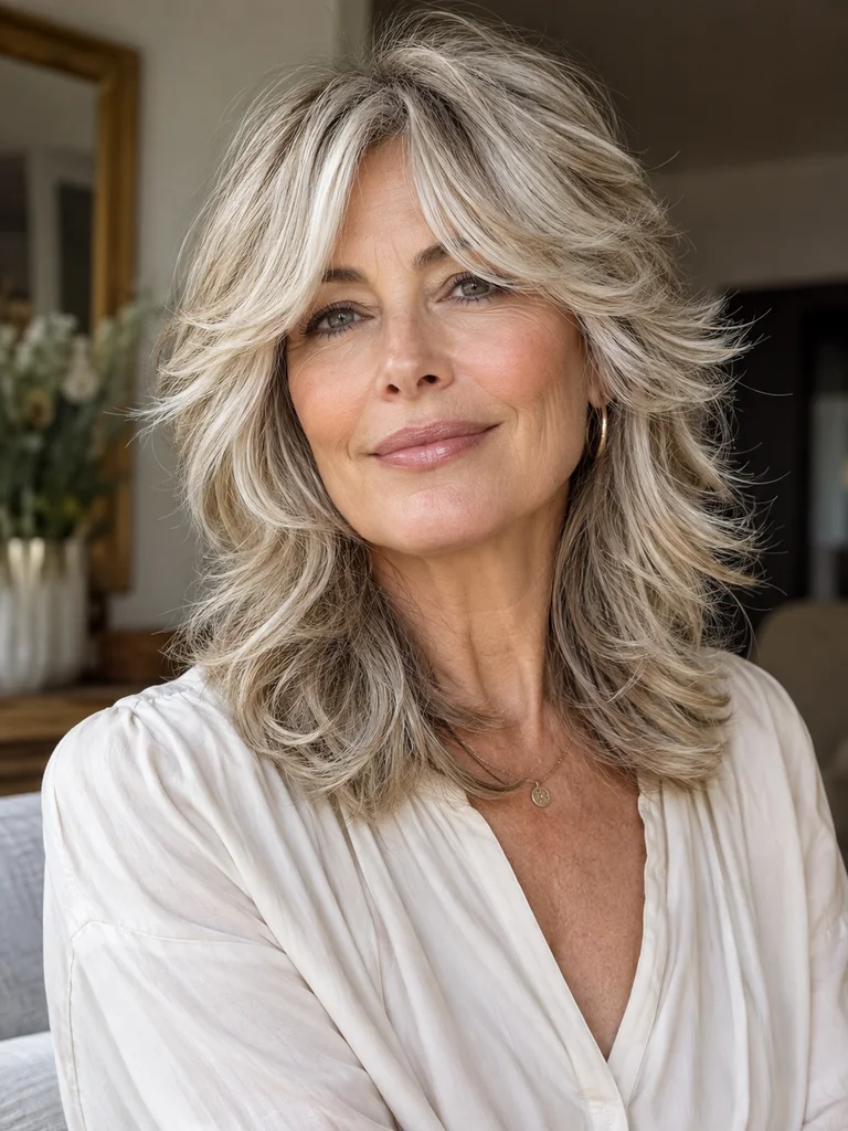 45 Flattering Butterfly Haircut With Bangs for Women Over 50 - image 36