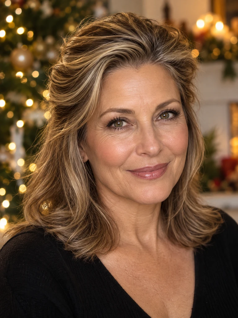 45 Christmas Medium Hairstyles for Women Over 50 - image 37