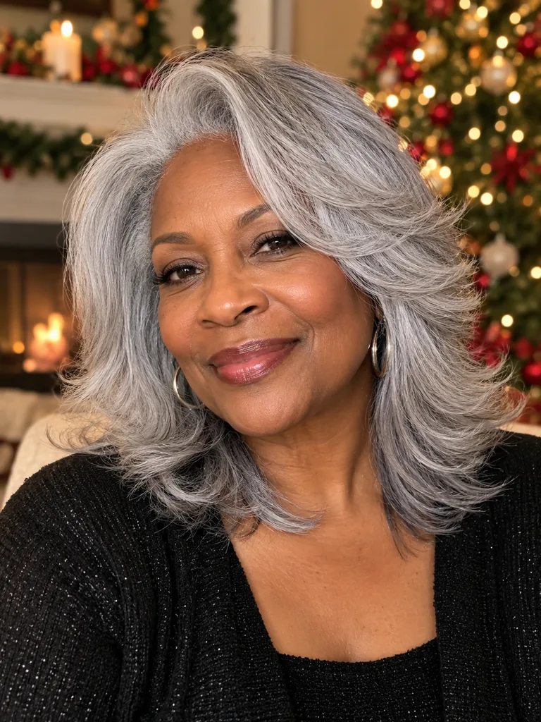 45 Christmas Medium Hairstyles for Women Over 50 - image 40