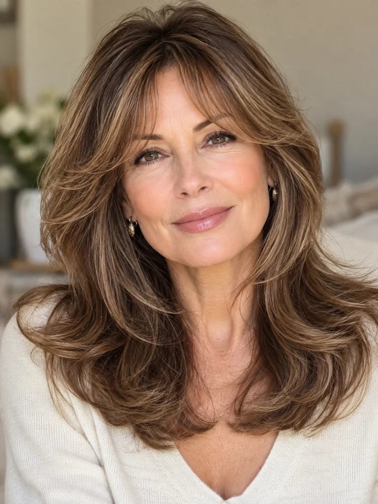 45 Flattering Butterfly Haircut With Bangs for Women Over 50 - image 42