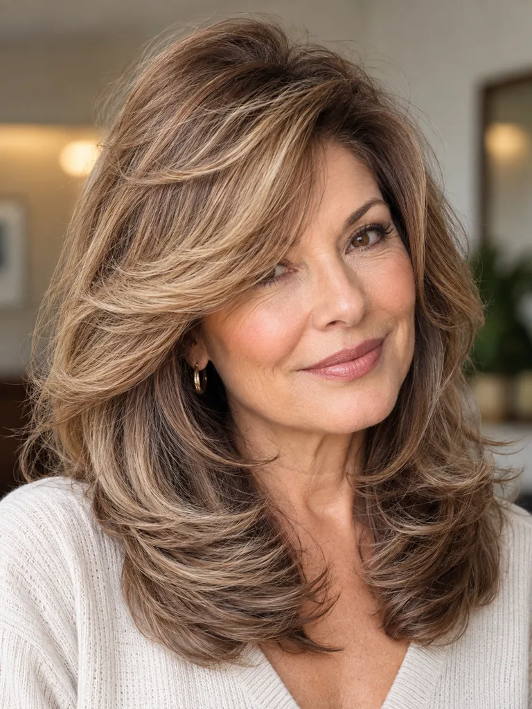45 Flattering Butterfly Haircut With Bangs for Women Over 50 - image 43
