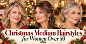 45 Christmas Medium Hairstyles for Women Over 50