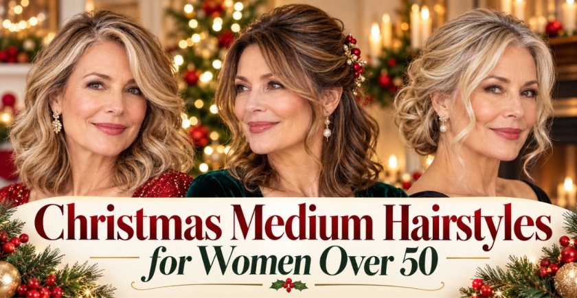Christmas Medium Hairstyles for Women Over 50