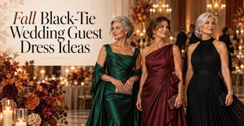 fall black-tie wedding guest dress ideas for women over 50
