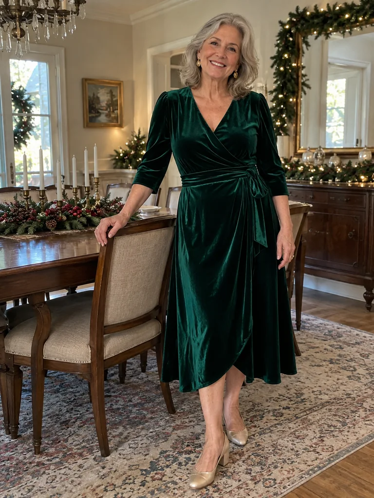 45 Velvet Christmas Dresses for Women Over 70 for Festive Celebrations - image 02