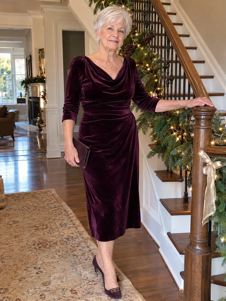 45 Velvet Christmas Dresses for Women Over 70 for Festive Celebrations - image 06