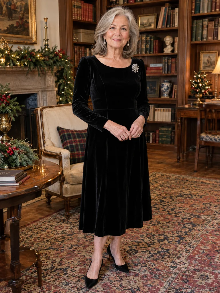 45 Velvet Christmas Dresses for Women Over 70 for Festive Celebrations - image 07