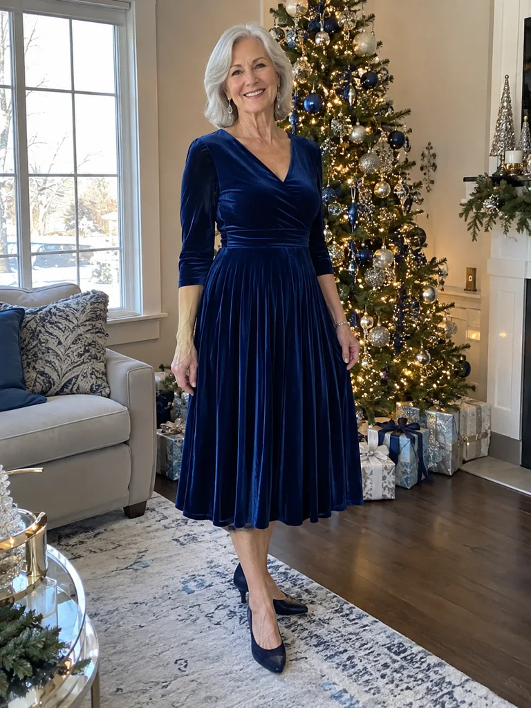 45 Velvet Christmas Dresses for Women Over 70 for Festive Celebrations - image 08
