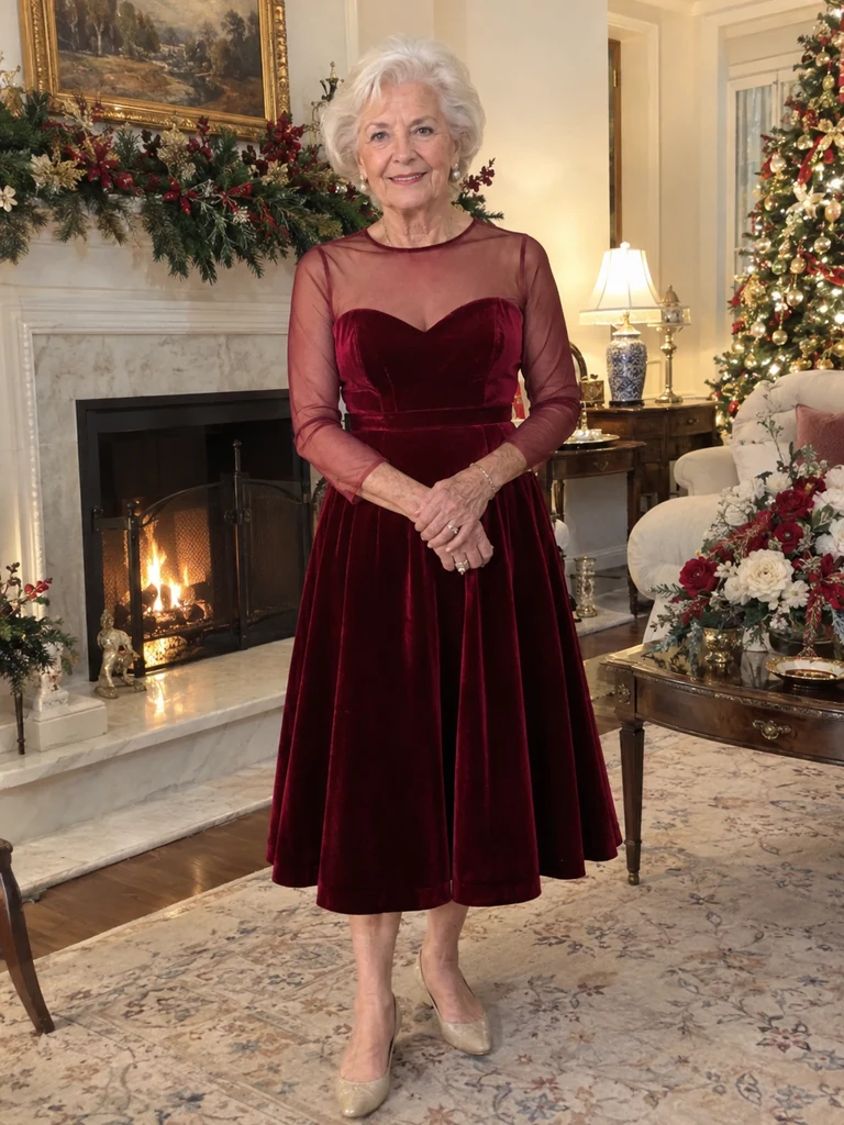 45 Velvet Christmas Dresses for Women Over 70 for Festive Celebrations - image 09