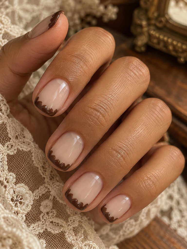 45 Dreamy Short Fall Wedding Nails for Bride With Delicate Bridal Details - image 12