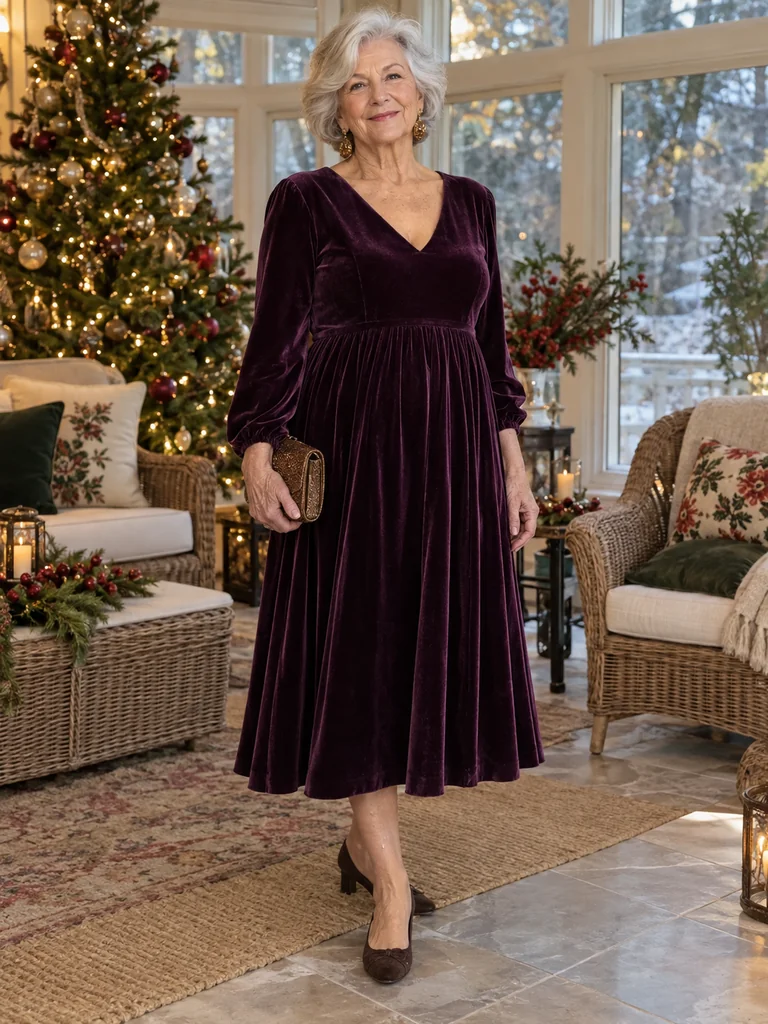 45 Velvet Christmas Dresses for Women Over 70 for Festive Celebrations - image 12