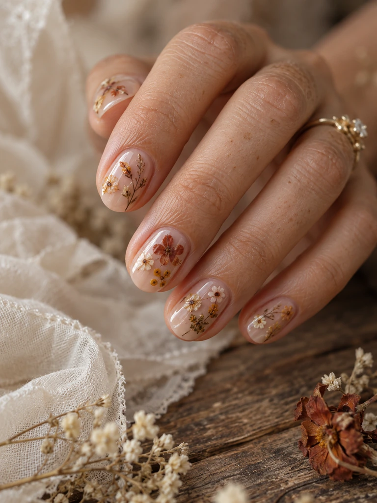 45 Dreamy Short Fall Wedding Nails for Bride With Delicate Bridal Details - image 19