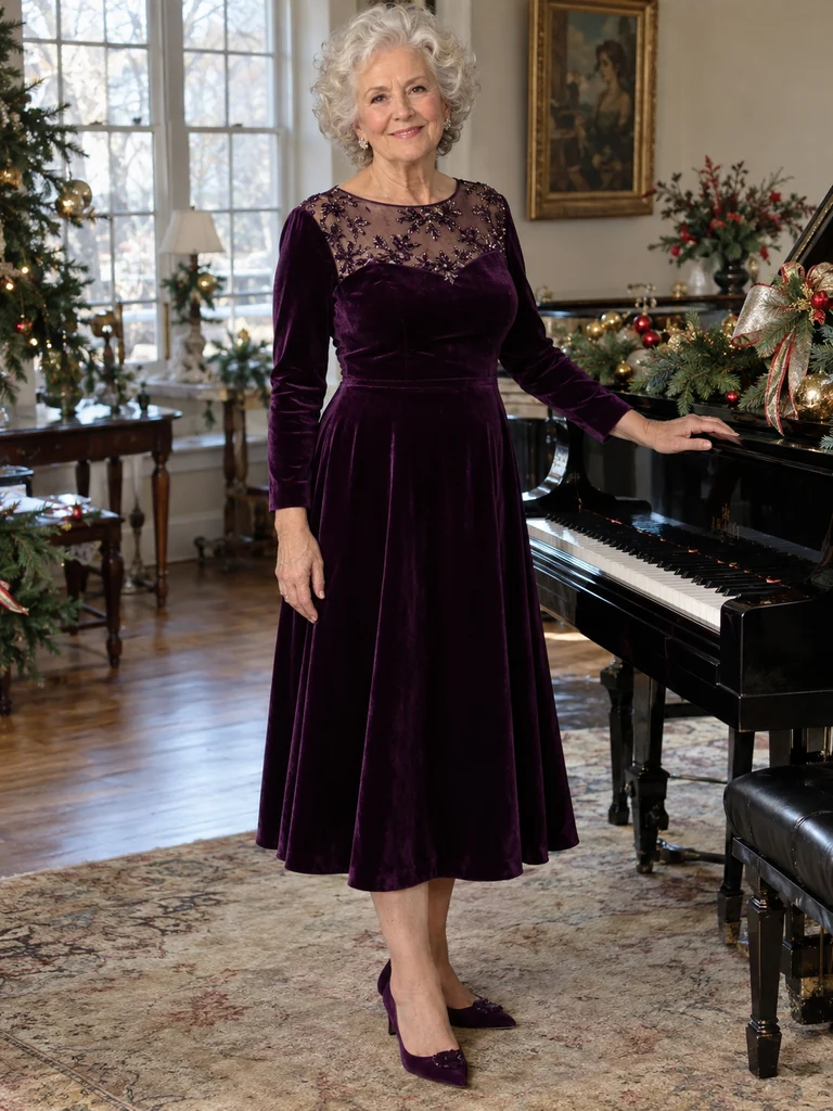 45 Velvet Christmas Dresses for Women Over 70 for Festive Celebrations - image 23