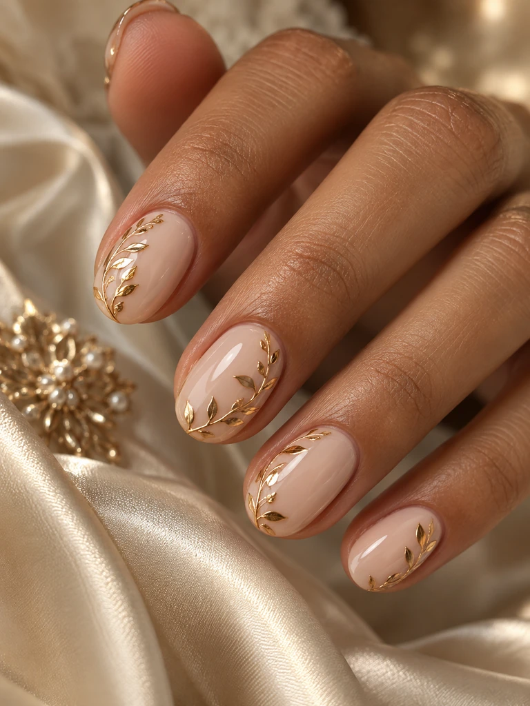 45 Dreamy Short Fall Wedding Nails for Bride With Delicate Bridal Details - image 26