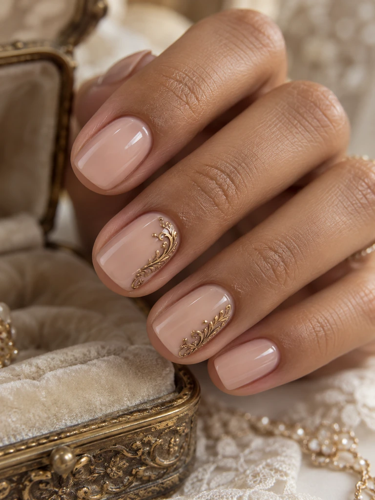 45 Dreamy Short Fall Wedding Nails for Bride With Delicate Bridal Details - image 29