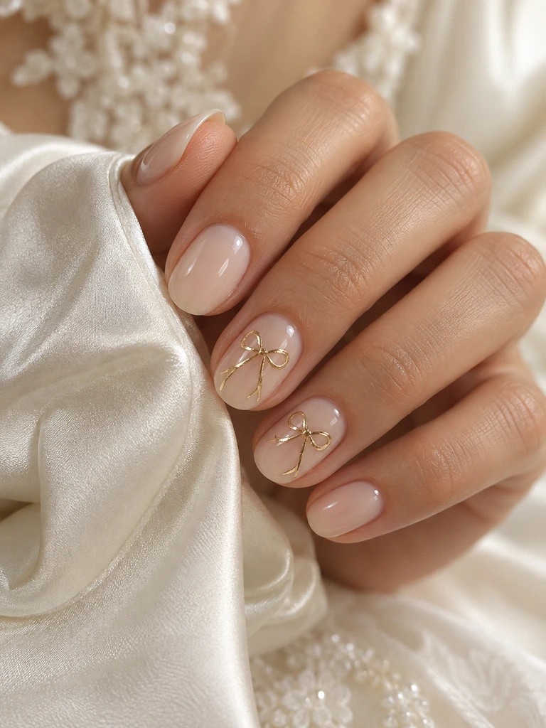 45 Dreamy Short Fall Wedding Nails for Bride With Delicate Bridal Details - image 36