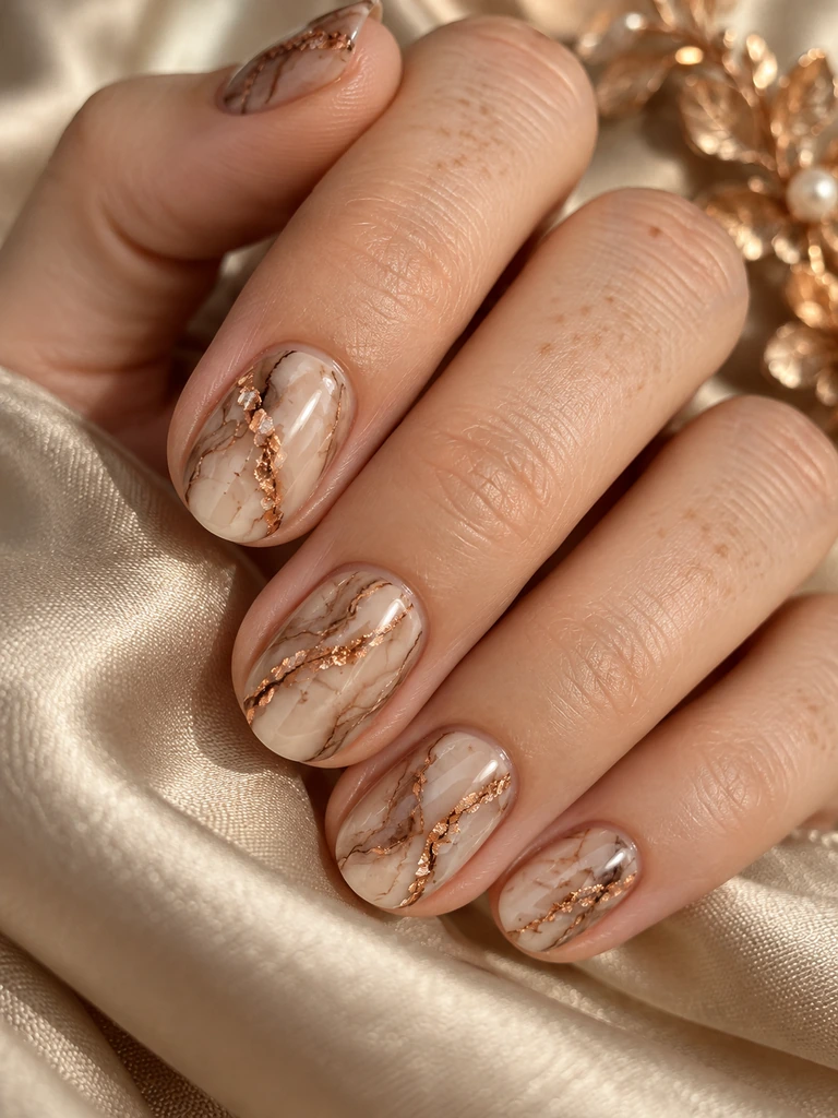 45 Dreamy Short Fall Wedding Nails for Bride With Delicate Bridal Details - image 44