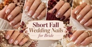 45 Dreamy Short Fall Wedding Nails for Bride With Delicate Bridal Details