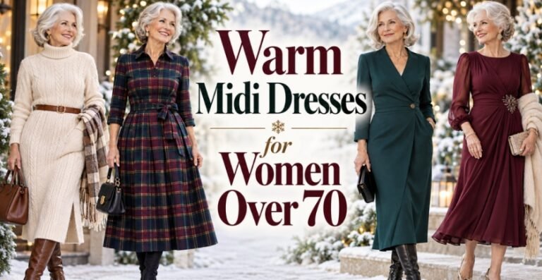 45 Warm Midi Dresses for Women Over 70 for Effortlessly Elegant Winter Style