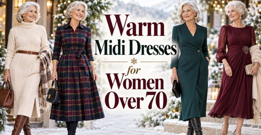 warm midi dresses for women over 70